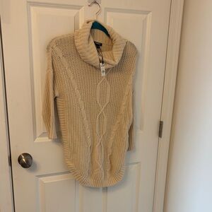 Express Cream Cable Knit Cowl Sweater